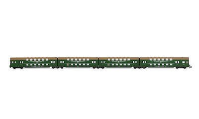 DR Doppelstockwagen 4-teil. Mit Steuerwagen  Laubgrün/braun  Ep. IV