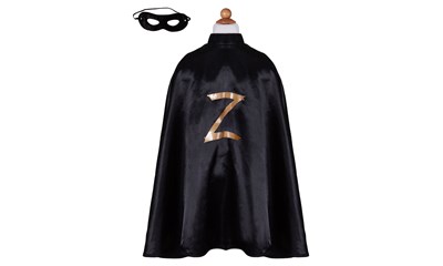 Zorro Set, 5-6 Jahre schwarzes Cape mit Z, Maske, Kunststoff