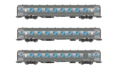 SNCF 3-teil. Set Set DEV Personenwagen Inox 2x B8myfi + A6Dzmyi luggage Ep. III
