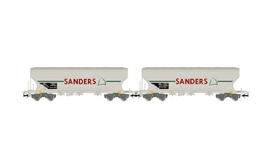 SNCF 2-teiliges  Set 4-achsige Getreidesilowagen SANDERS  grau  Ep. V