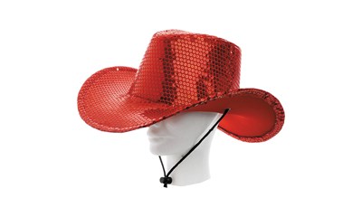 Cowboyhut Pailletten rot