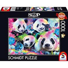 Neon Blumen Pandas